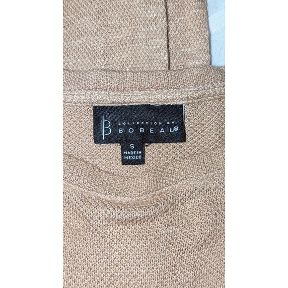 Bobeau Layered Look Top Long Sleeve Tan Beige White Blouse Small - Picture 4 of 5